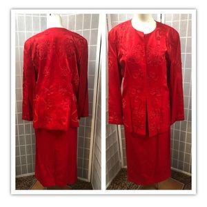 Proverbs, suit, jacket/skirt and hat,Red, Size14.: